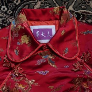Dragon Phoenix Red & Gold Chinese Blouse.